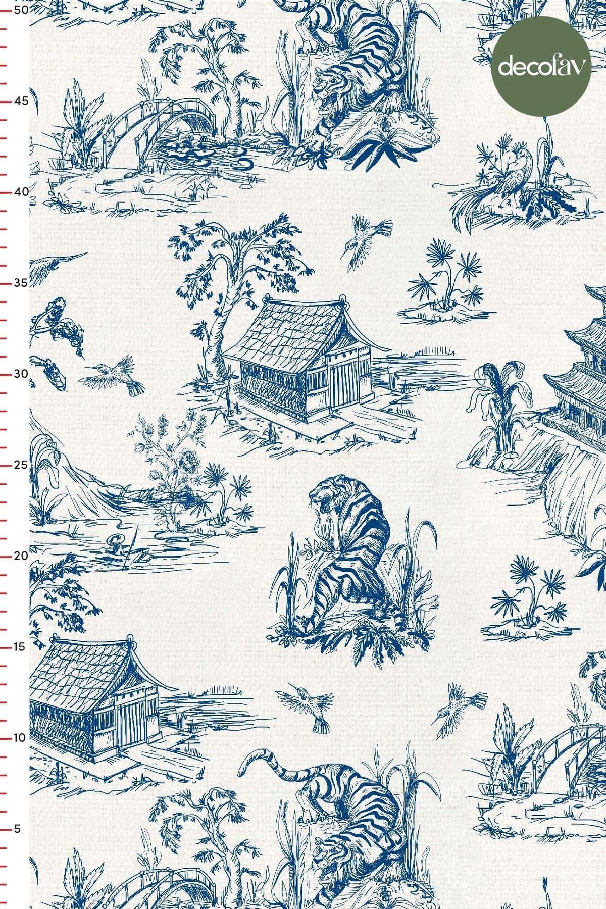 Toile de Jour Kaplan ve Tapınak Desenli Dijital Baskılı Kumaş