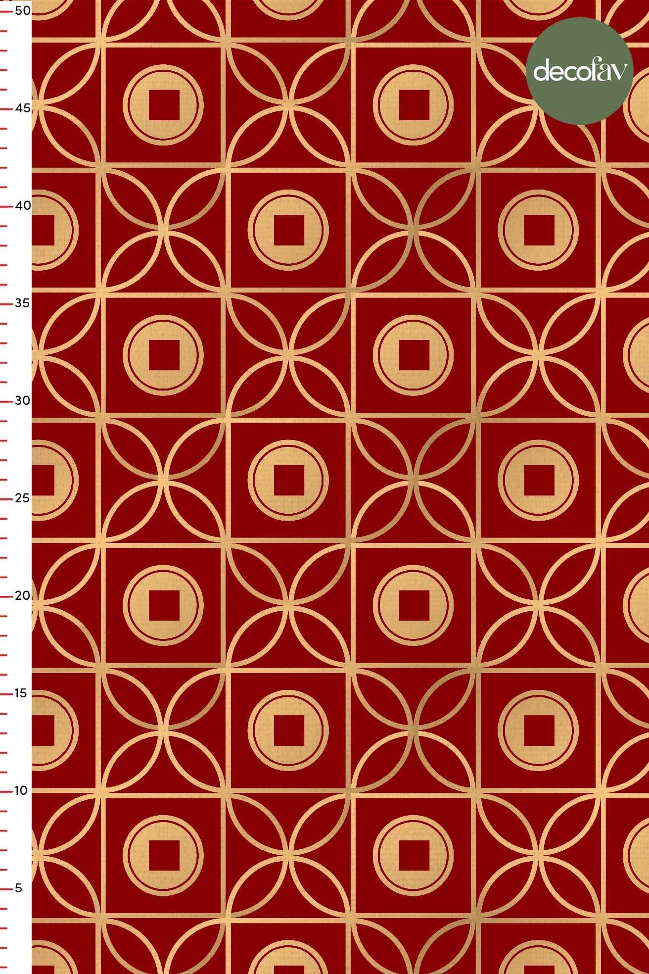 Geleneksel Çin Stili Geometrik Desenli Dijital Baskılı Kumaş