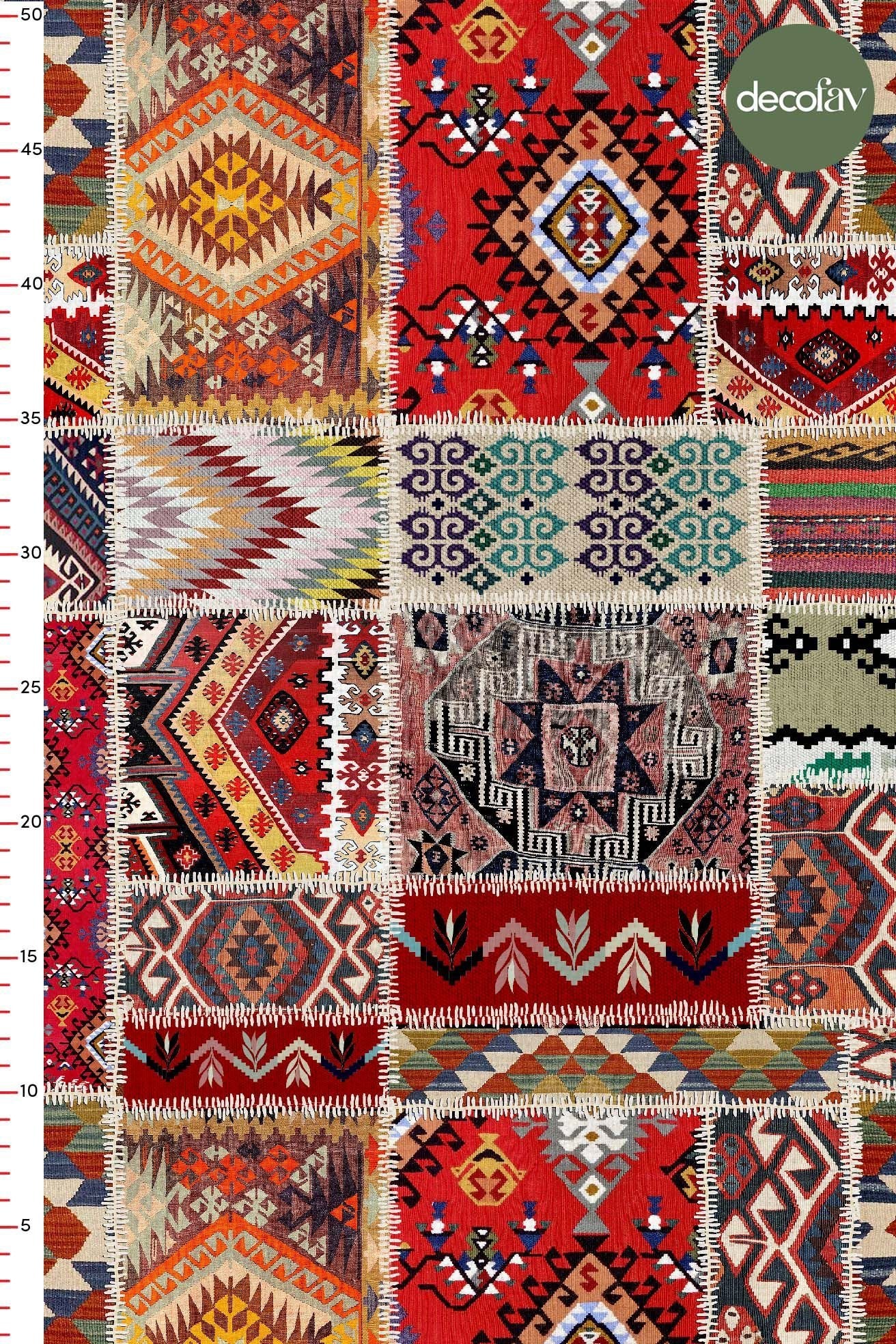 Patchwork Gerçeksi Kilim Dokulu Dijital Baskılı Kumaş