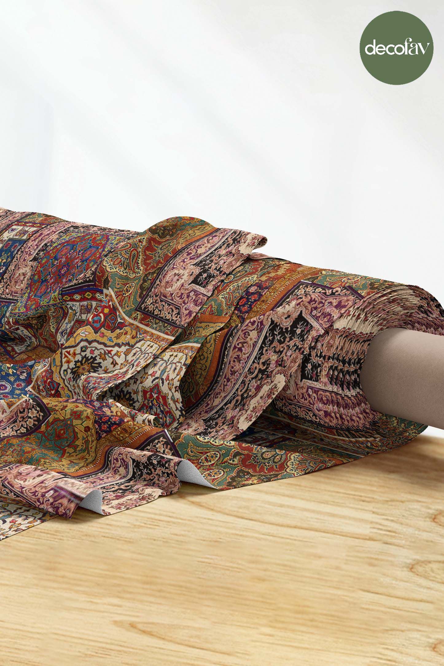 Patchwork Halı Desenli Dijital Baskılı Kumaş