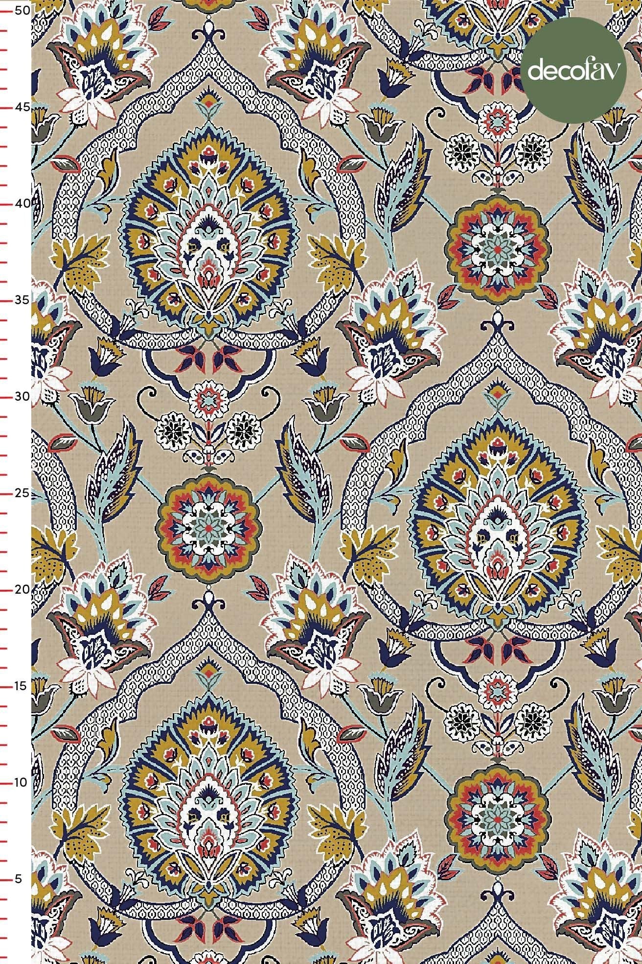 Topkapı Motif Desenli Dijital Baskılı Kumaş