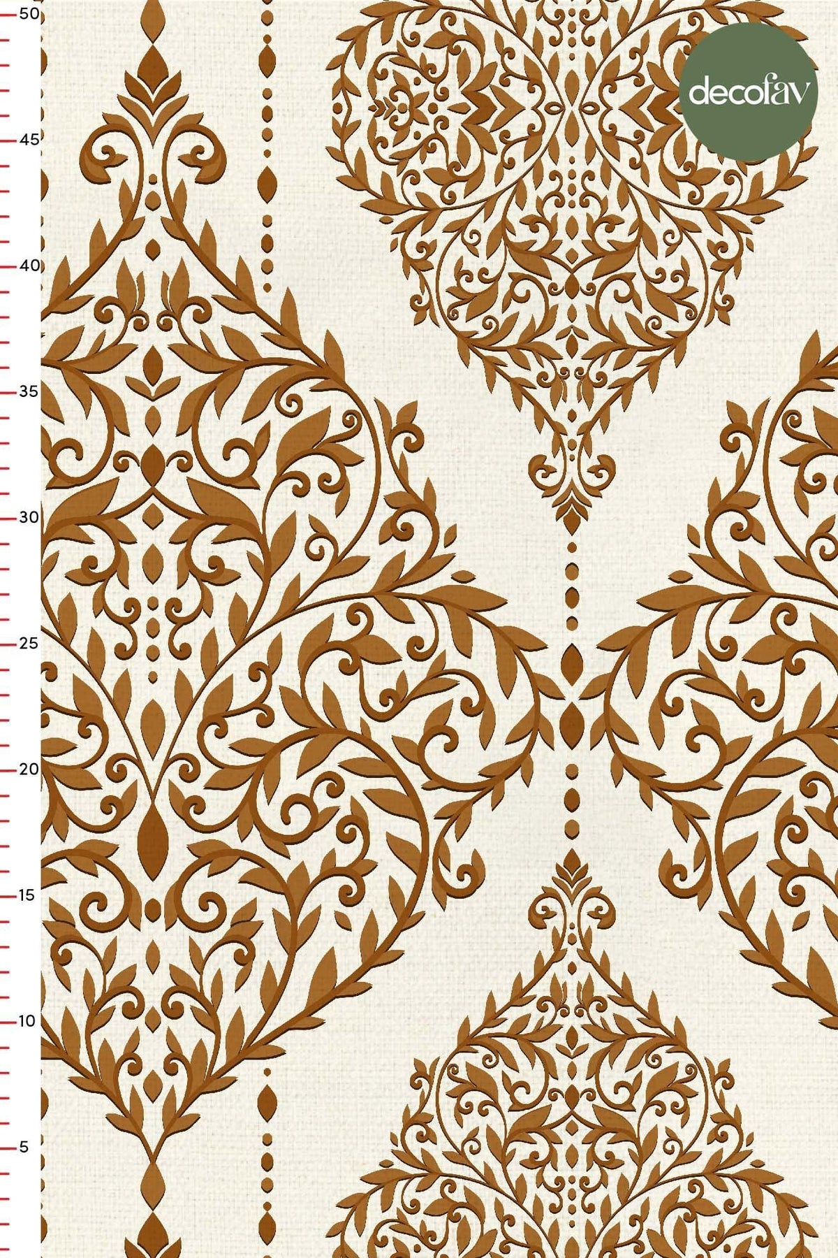 Altın Vuslat - Osmanli Stili Damask Desenli Dijital Baskılı Kumaş