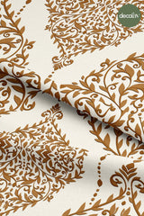 Altın Vuslat - Osmanli Stili Damask Desenli Dijital Baskılı Kumaş