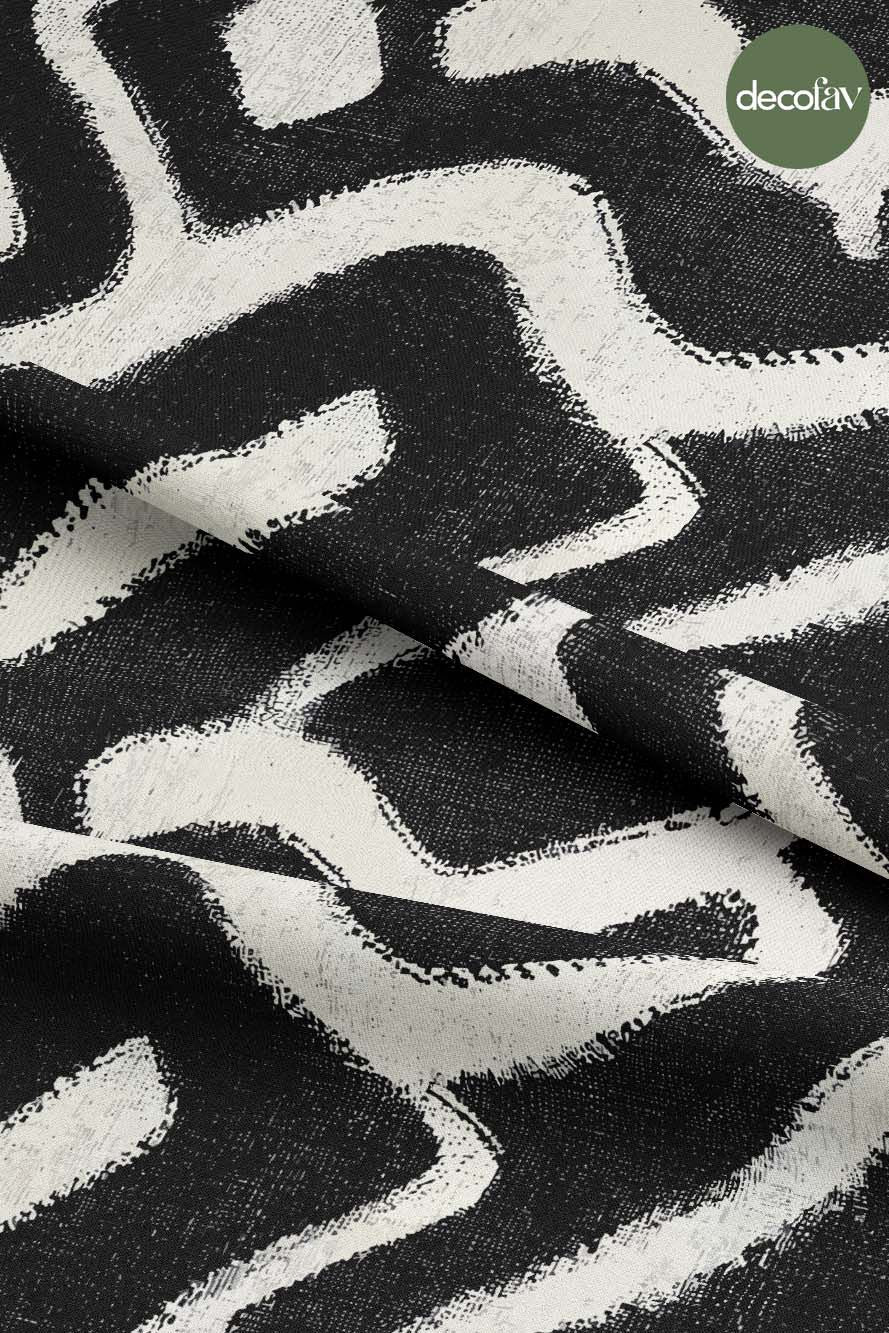 Tribal Ritm Soyut Desenli Dijital Baskılı Kumaş
