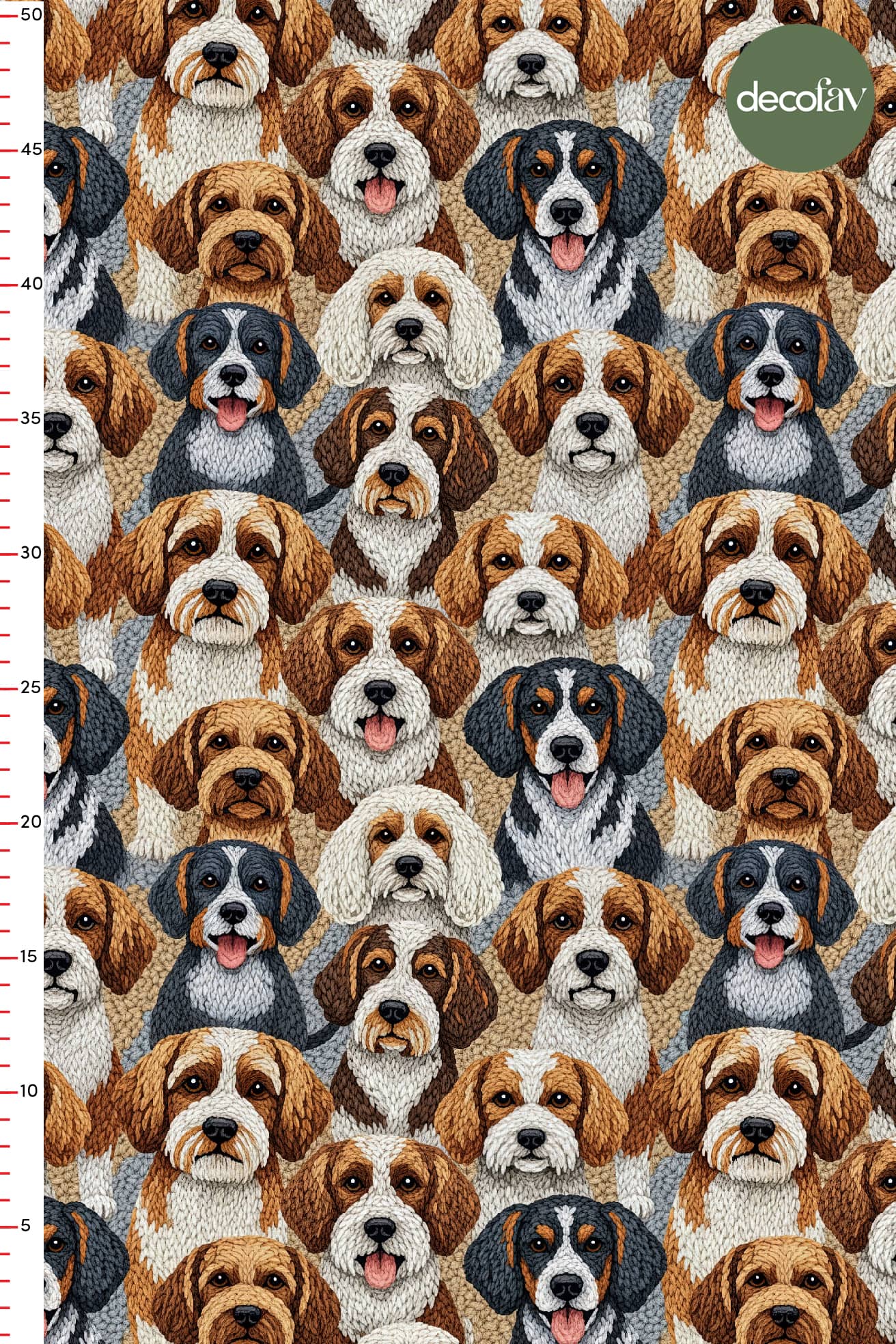 3D Nakış Efektli Dijital Baskılı Köpek Tasarımlı Kumaş
