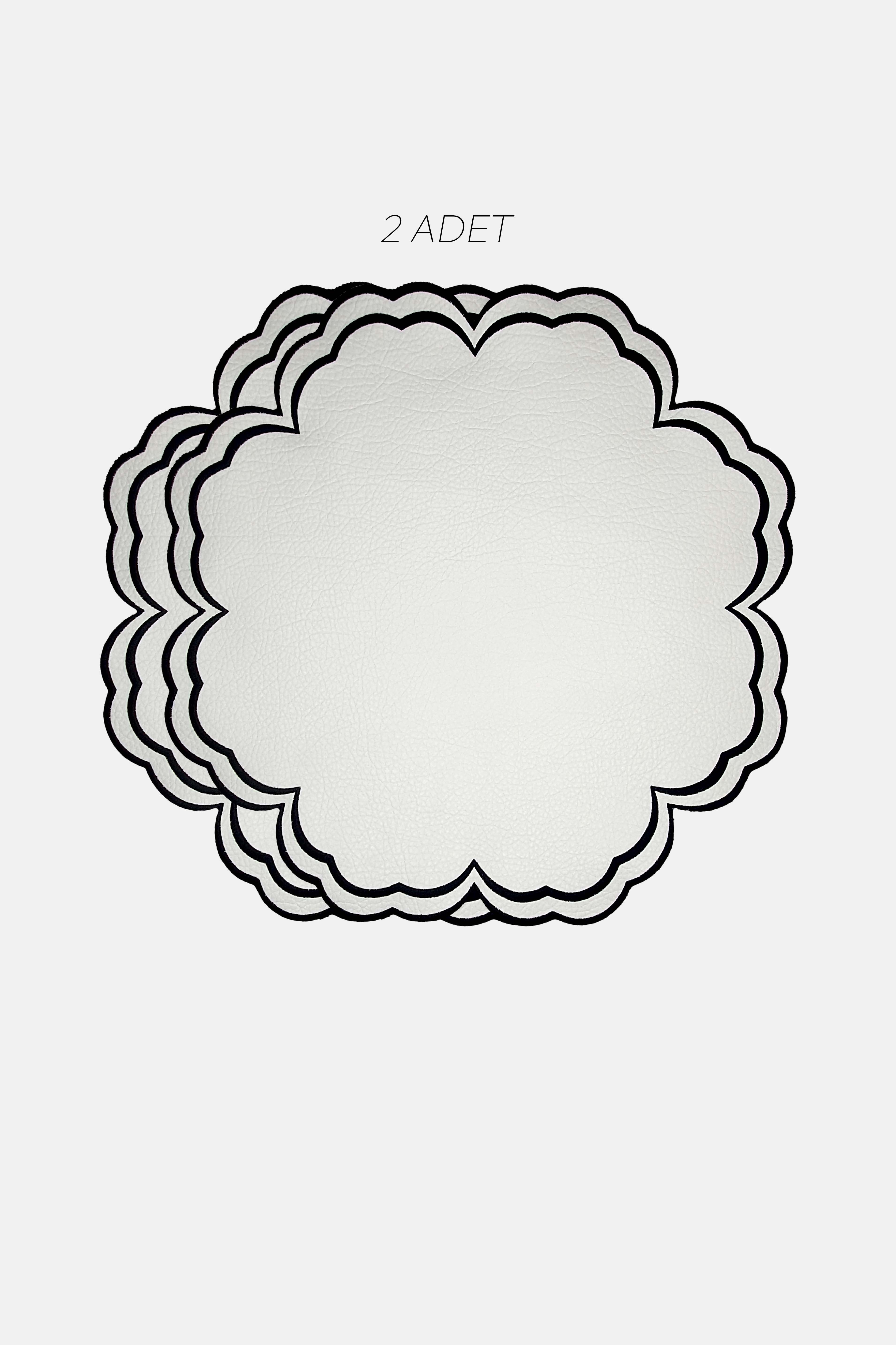 Bloom Beyaz Suni Deri Nakışlı Amerikan Servis 2 Adet