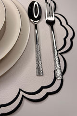 Bloom Beyaz Suni Deri Nakışlı Amerikan Servis 2 Adet