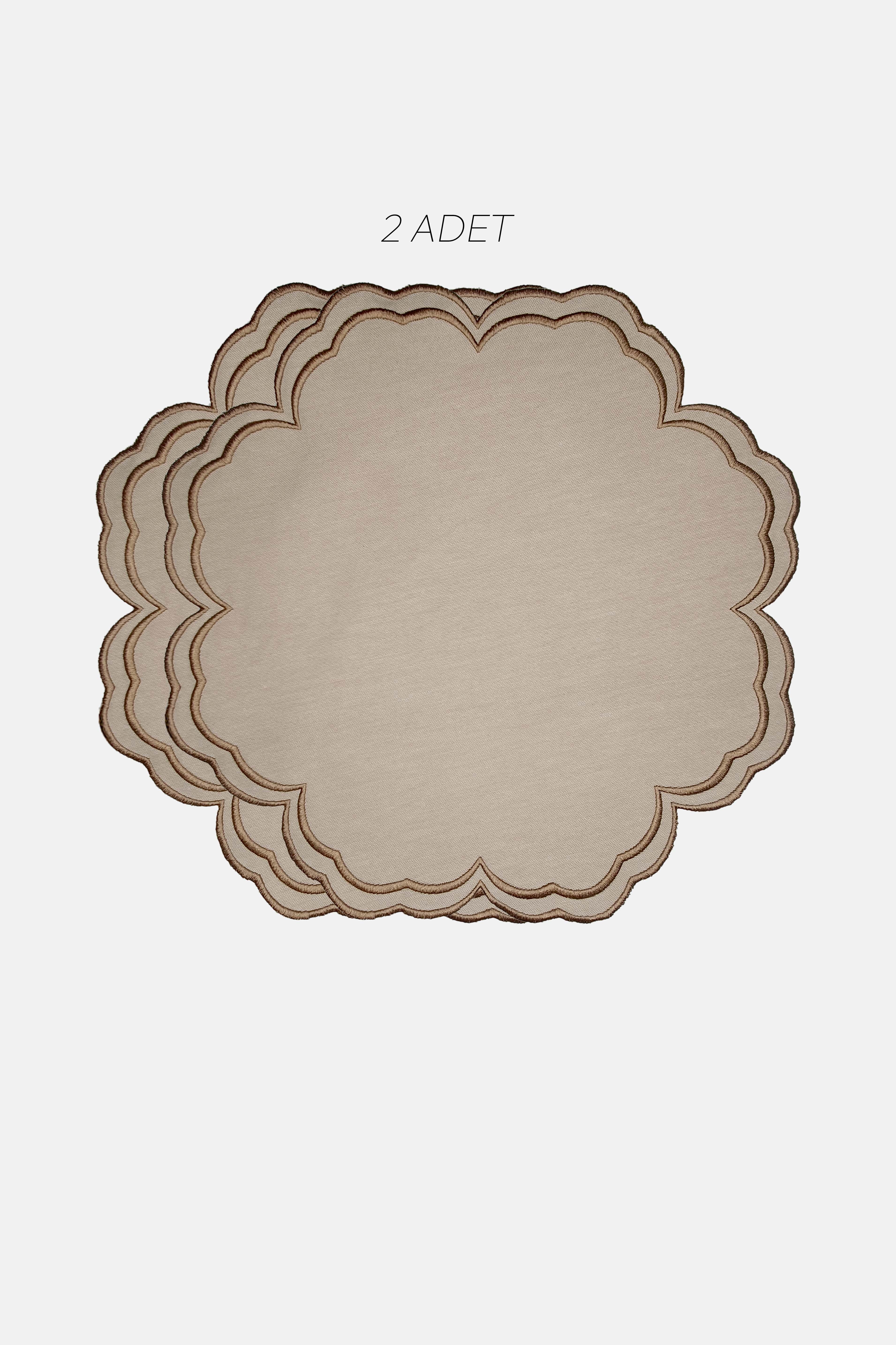 Bloom Bej Kumaş Nakışlı Amerikan Servis 2 Adet