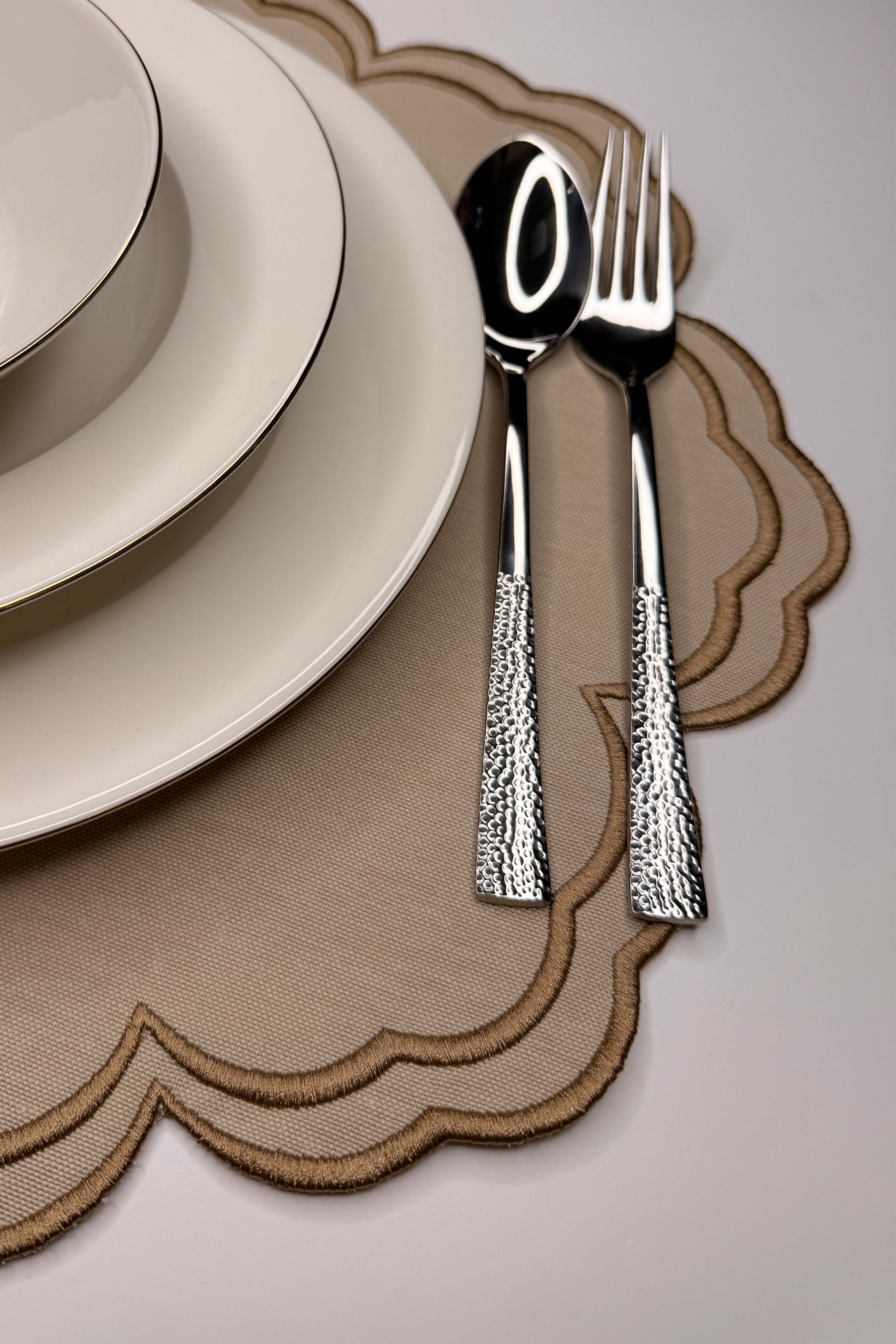 Bloom Bej Kumaş Nakışlı Amerikan Servis 2 Adet