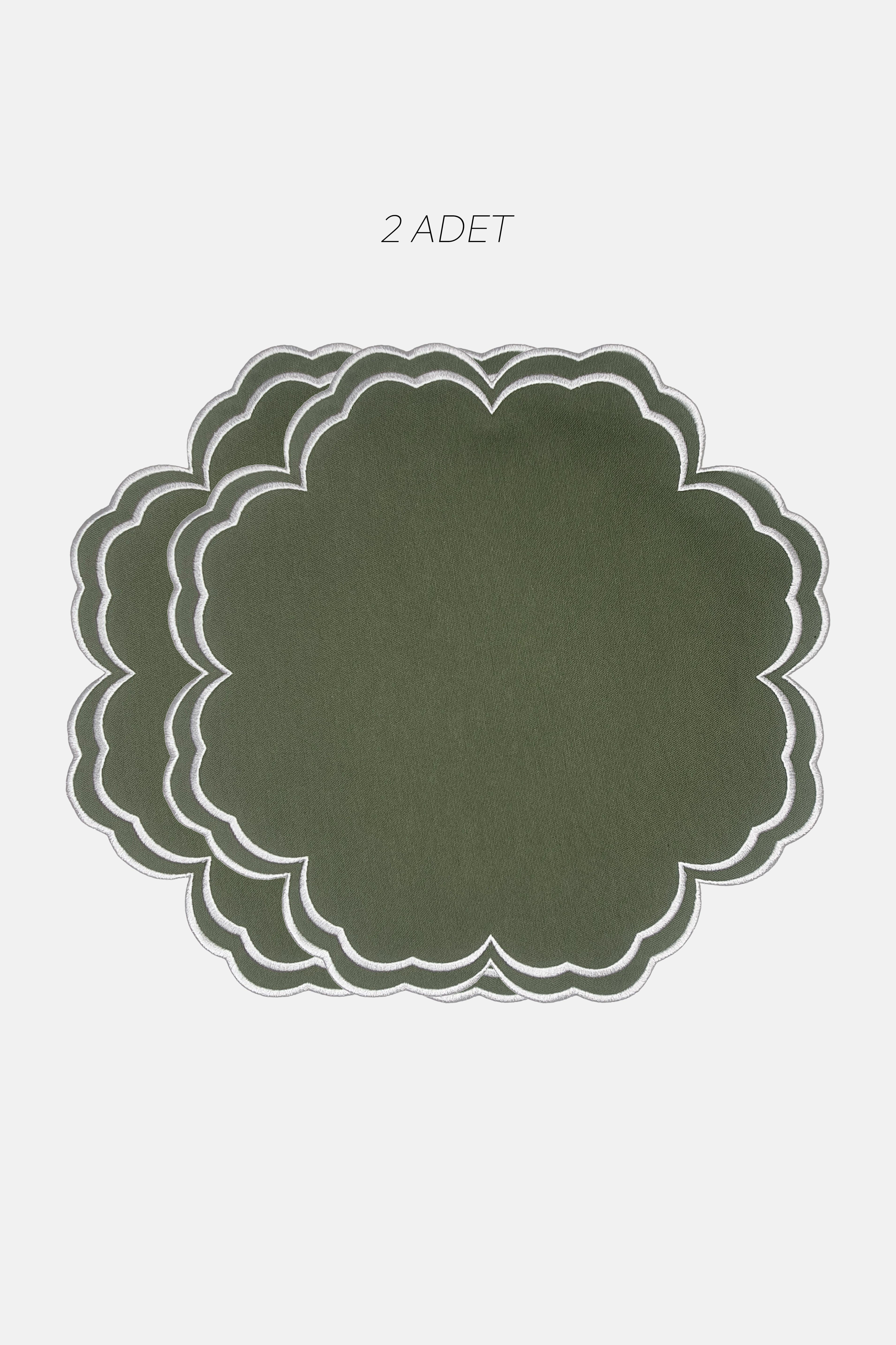 Bloom Yeşil Kumaş Nakışlı Amerikan Servis 2 Adet