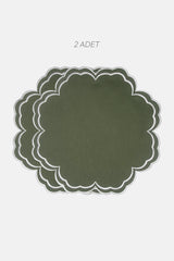 Bloom Yeşil Kumaş Nakışlı Amerikan Servis 2 Adet