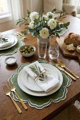 Bloom Yeşil Kumaş Nakışlı Amerikan Servis 2 Adet