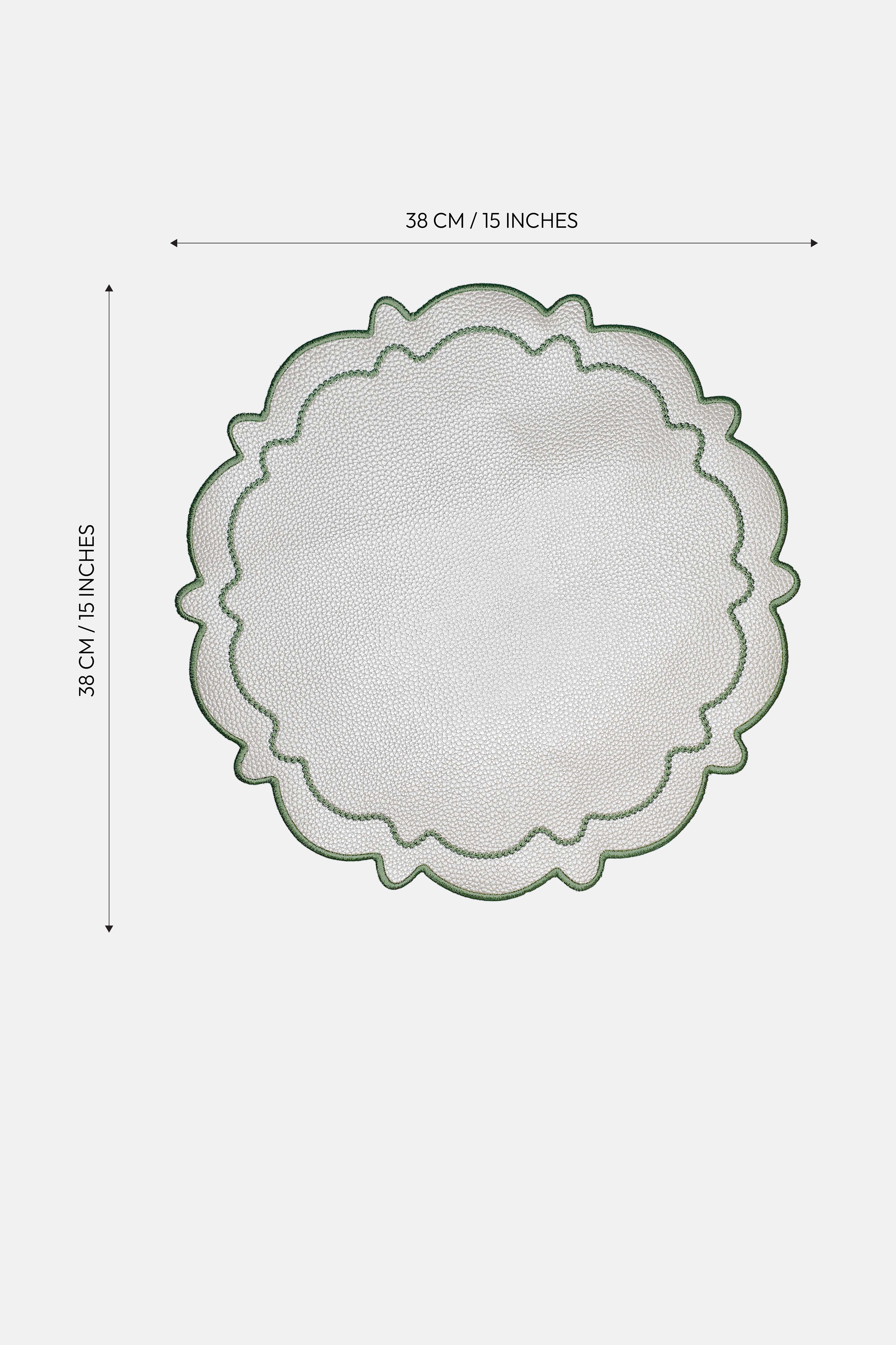 Ripple İnci Beyaz Suni Deri Nakışlı Amerikan Servis 2 Adet