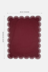 Scallop Dikdörtgen Bordo Kumaş Nakışlı Amerikan Servis 2 Adet