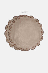 Duru Bej Suni Deri Nakışlı Amerikan Servis 2 Adet
