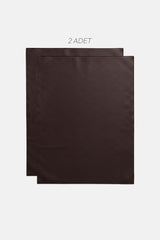 Block Kahverengi Suni Deri Nakışlı Amerikan Servis 2 Adet