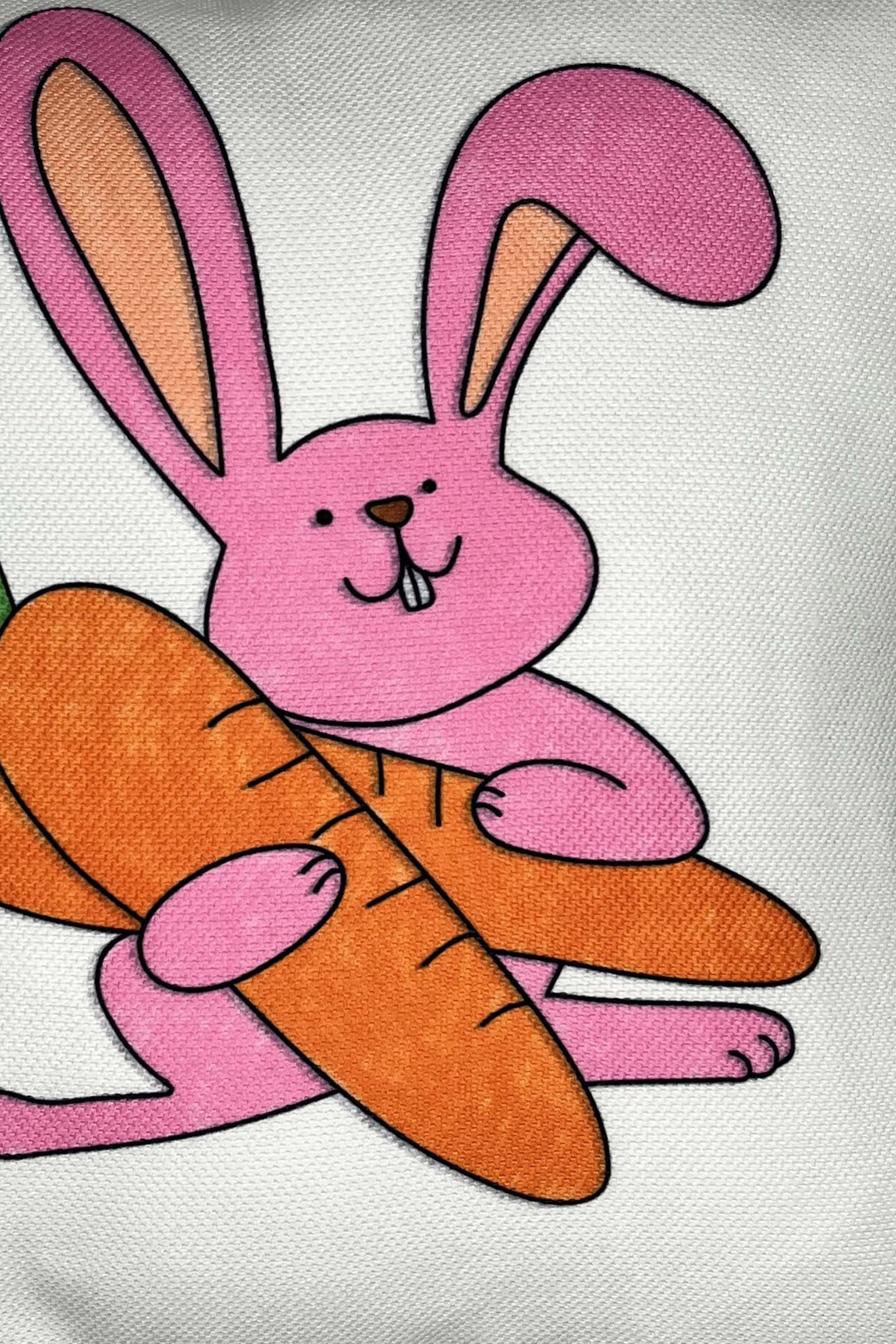 Bunny Hug – Tavşancık Temalı İç Dolgulu Çocuk Kırlenti (32x32 cm)