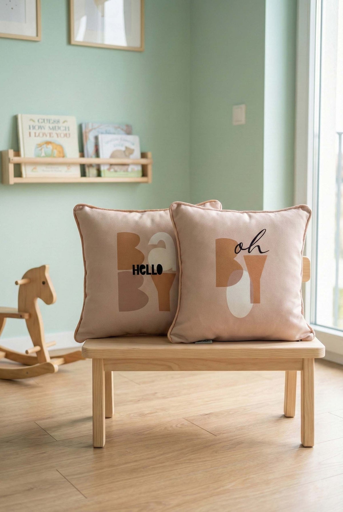 Hello Baby – İkili Set Petek Dokulu İç Dolgulu Çocuk Kırlentleri (32x32 cm)