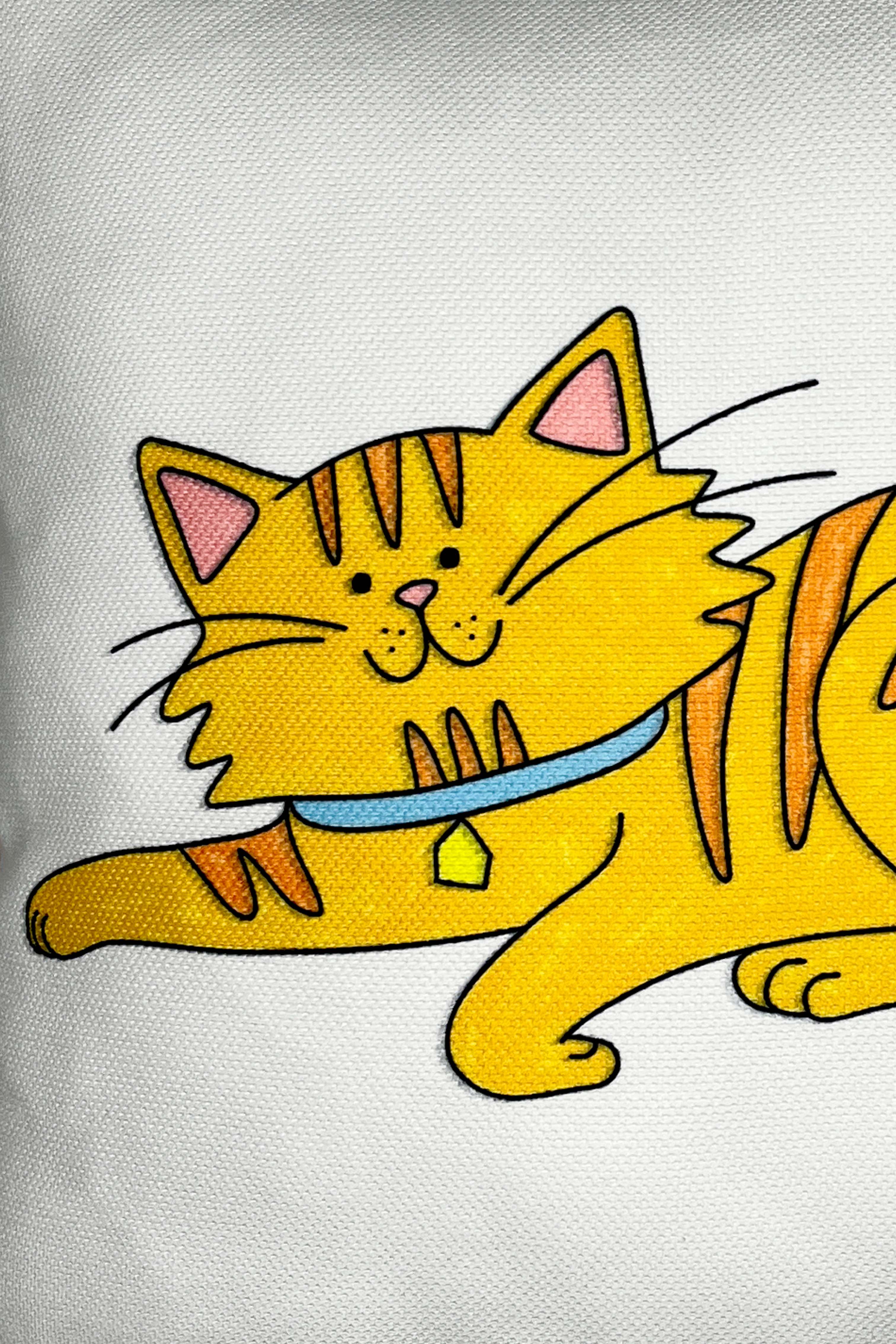 Cozy Cat – Kedi Temalı İç Dolgulu Petek Dokulu Çocuk Kırlenti (32x32 cm)