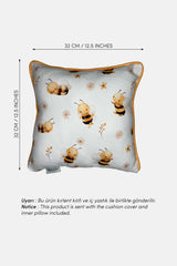 Buzz & Bloom – Arı Temalı İç Dolgulu Petek Dokulu Çocuk Kırlenti (32x32 cm)