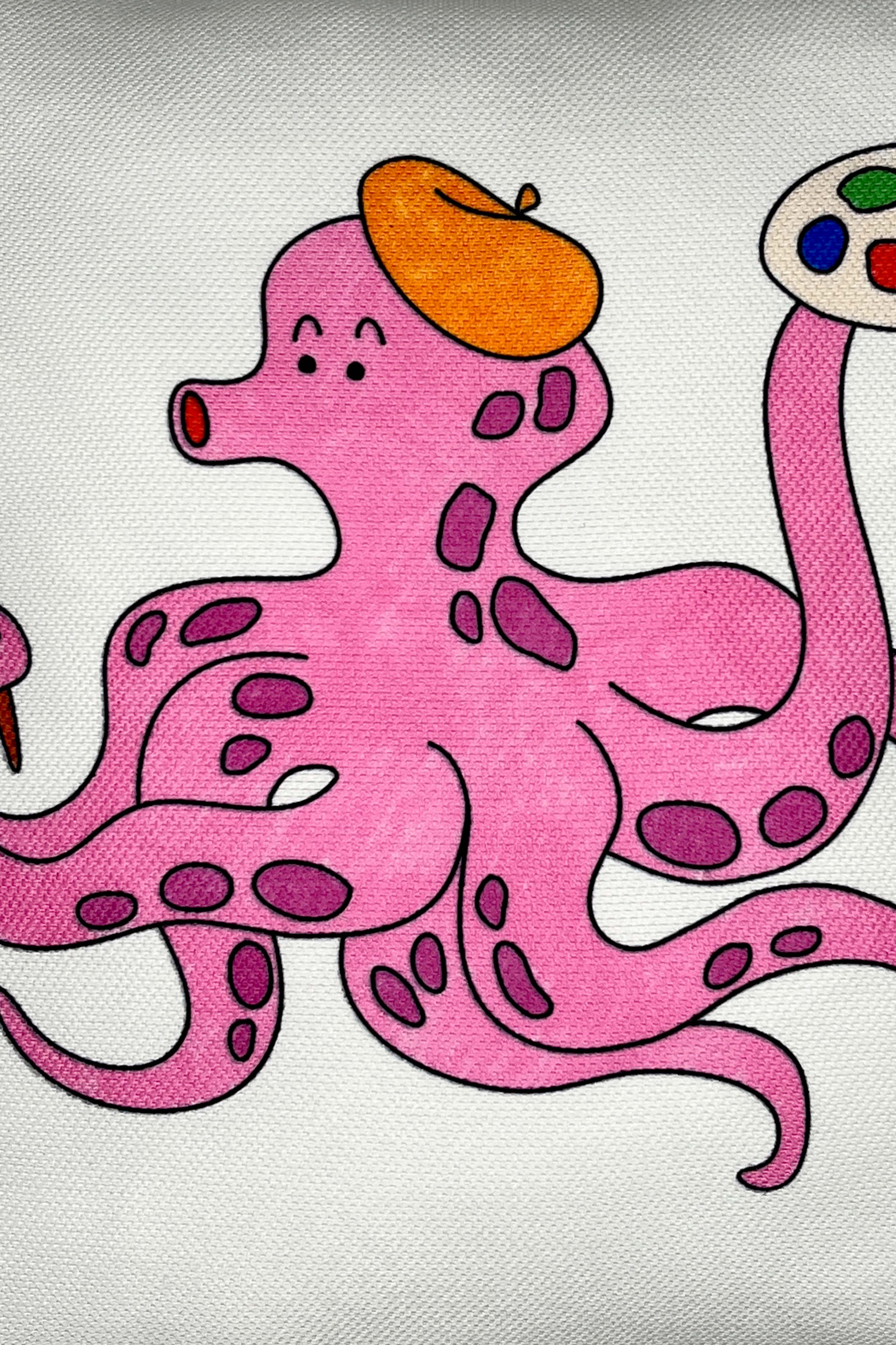 Artist Octopus – Sanatçı Ahtapot İç Dolgulu Petek Dokulu Çocuk Kırlenti (32x32 cm)