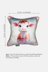 Baby Moo – İnek Temalı İç Dolgulu Dijital Baskılı Kadife Çocuk Kırlenti (32x32 cm)