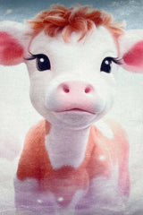 Baby Moo – İnek Temalı İç Dolgulu Dijital Baskılı Kadife Çocuk Kırlenti (32x32 cm)