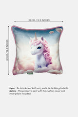 Pastel Unicorn – İç Dolgulu Dijital Baskılı Kadife Çocuk Kırlenti (32x32 cm)