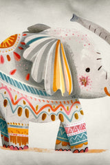 Painted Elephant – Fil Temalı İç Dolgulu Petek Dokulu Çocuk Kırlenti (32x32 cm)