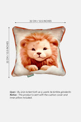 Little Lion – Aslan Temalı İç Dolgulu Dijital Baskılı Kadife Çocuk Kırlenti (32x32 cm)