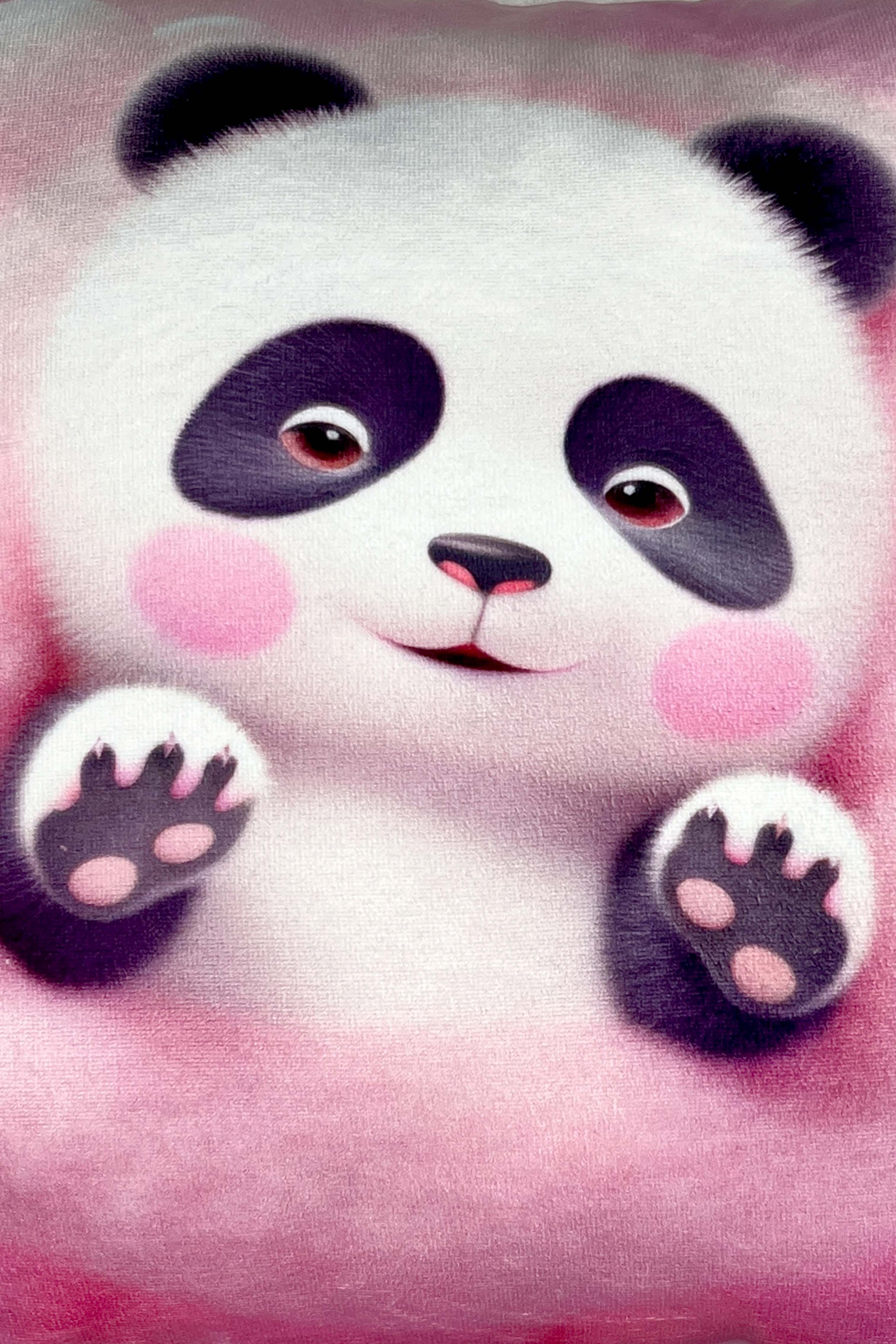 Panda Love – İç Dolgulu Dijital Baskılı Kadife Çocuk Kırlenti (32x32 cm)