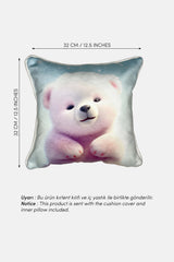Polar Cuddle – Kutup Ayısı Temalı İç Dolgulu Dijital Baskılı Kadife Çocuk Kırlenti (32x32 cm)