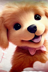 Golden Pup – Köpüş Temalı İç Dolgulu Dijital Baskılı Kadife Çocuk Kırlenti (32x32 cm)