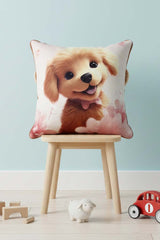 Golden Pup – Köpüş Temalı İç Dolgulu Dijital Baskılı Kadife Çocuk Kırlenti (32x32 cm)