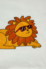 Cool Lion – Havalı Aslan İç Dolgulu Petek Dokulu Çocuk Kırlenti (32x32 cm)