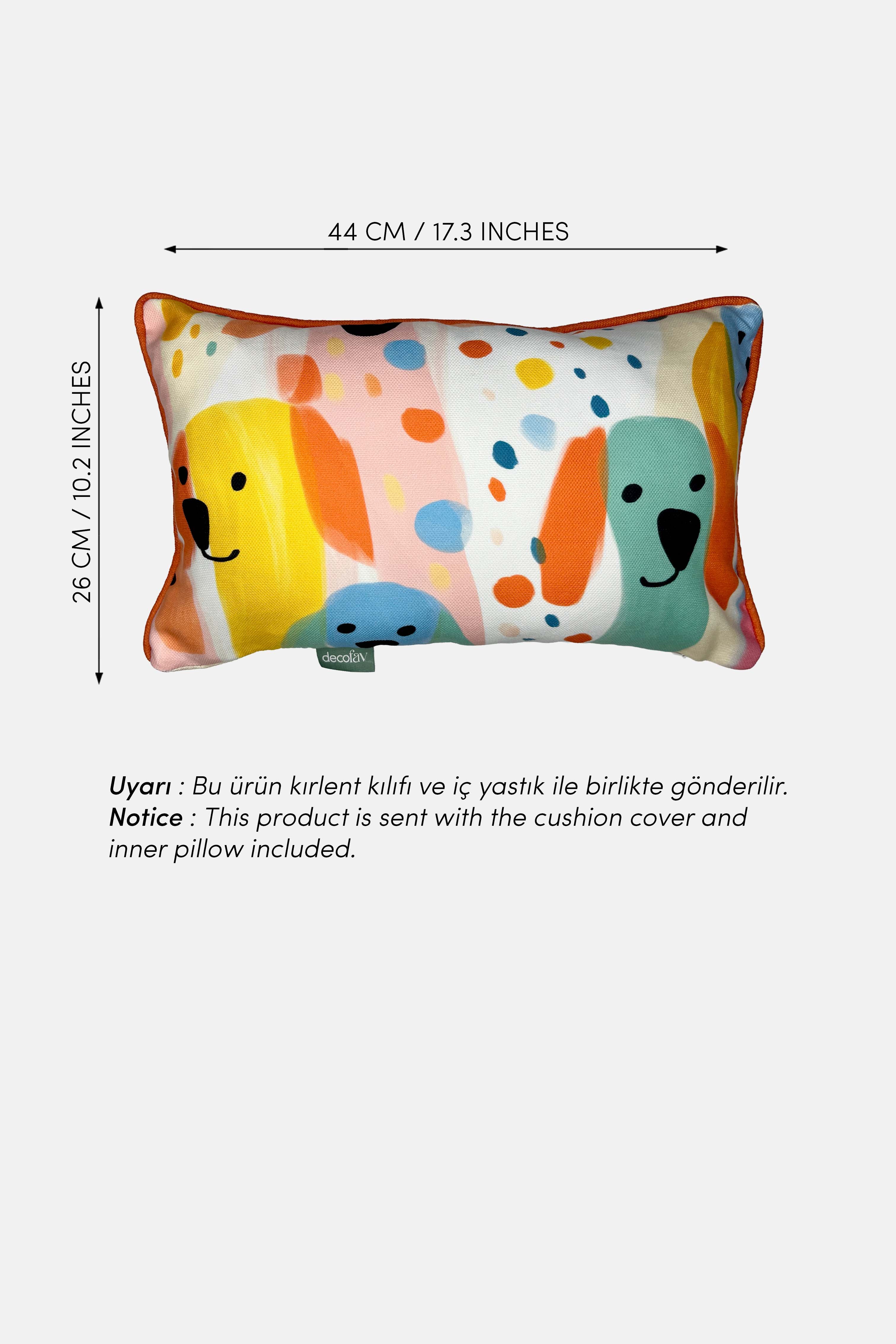 Trio Paws – Eğlenceli Köpek Temalı İç Dolgulu Petek Dokulu Dikdörtgen Çocuk Kırlenti (44x26 cm)