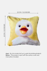 Quirky Duck – Yavru Ördek Temalı İç Dolgulu Dijital Baskılı Kadife Çocuk Kırlenti (32x32 cm)