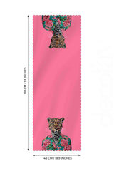 Leopar Desenli Pembe Lazer Kesim Runner - 48x135cm