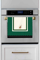 Winter Whispers Yeşil – Ren Geyiği ve Kırmızı Kuş Lazer Kesim Fırın Örtüsü - 43x55cm