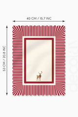 Winter Whispers Kırmızı – Ren Geyiği ve Kırmızı Kuş Lazer Kesim Fırın Örtüsü - 43x55cm