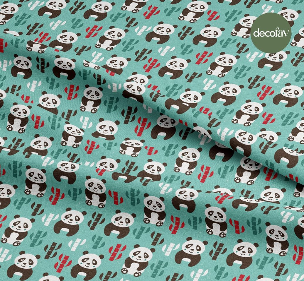 Bambu Panda Desenli Dijital Baskılı Kumaş
