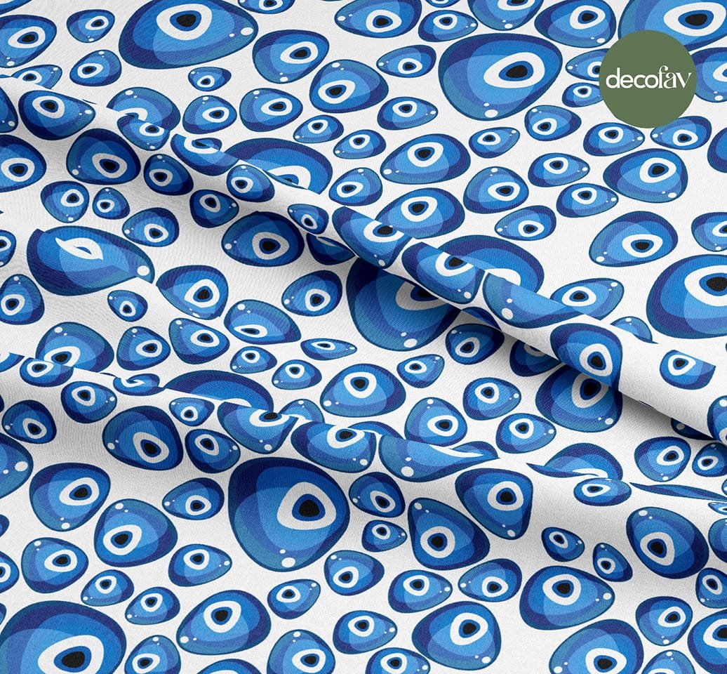 Digital Printed Fabric with Evil Eye Bead Pattern
