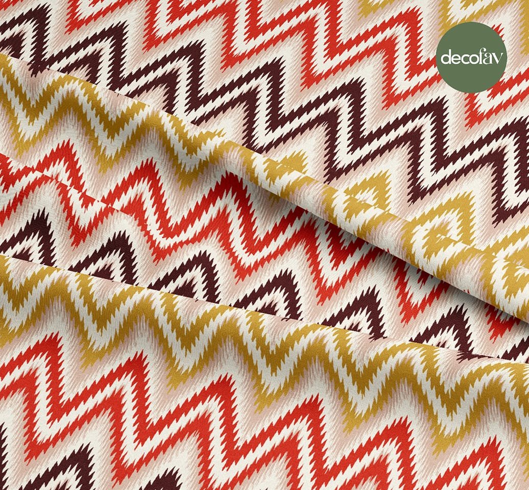 Ikat Zigzag Patterned Digital Printed Fabric