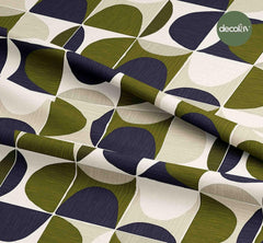Abstrakt Geometrik El Çizim  Yarım Daire Desenli Dijital Baskılı Kumaş
