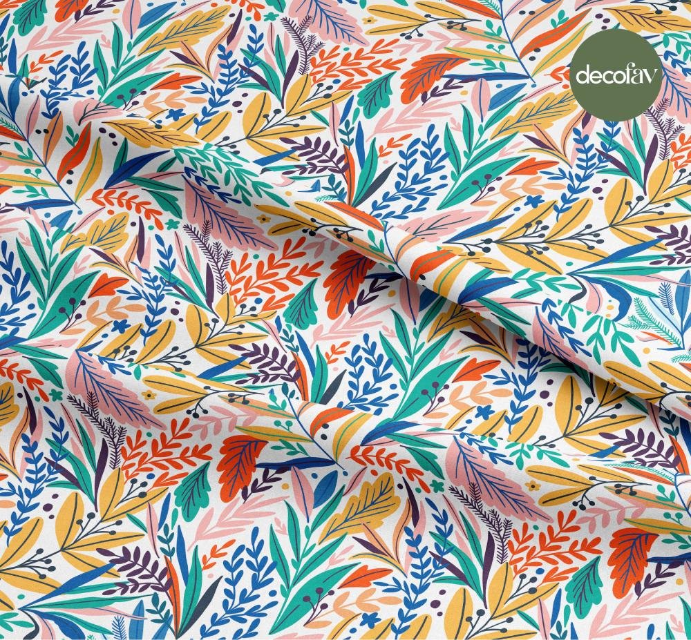 Rengarek Yaprak Desenli Dijital Baskılı Kumaş