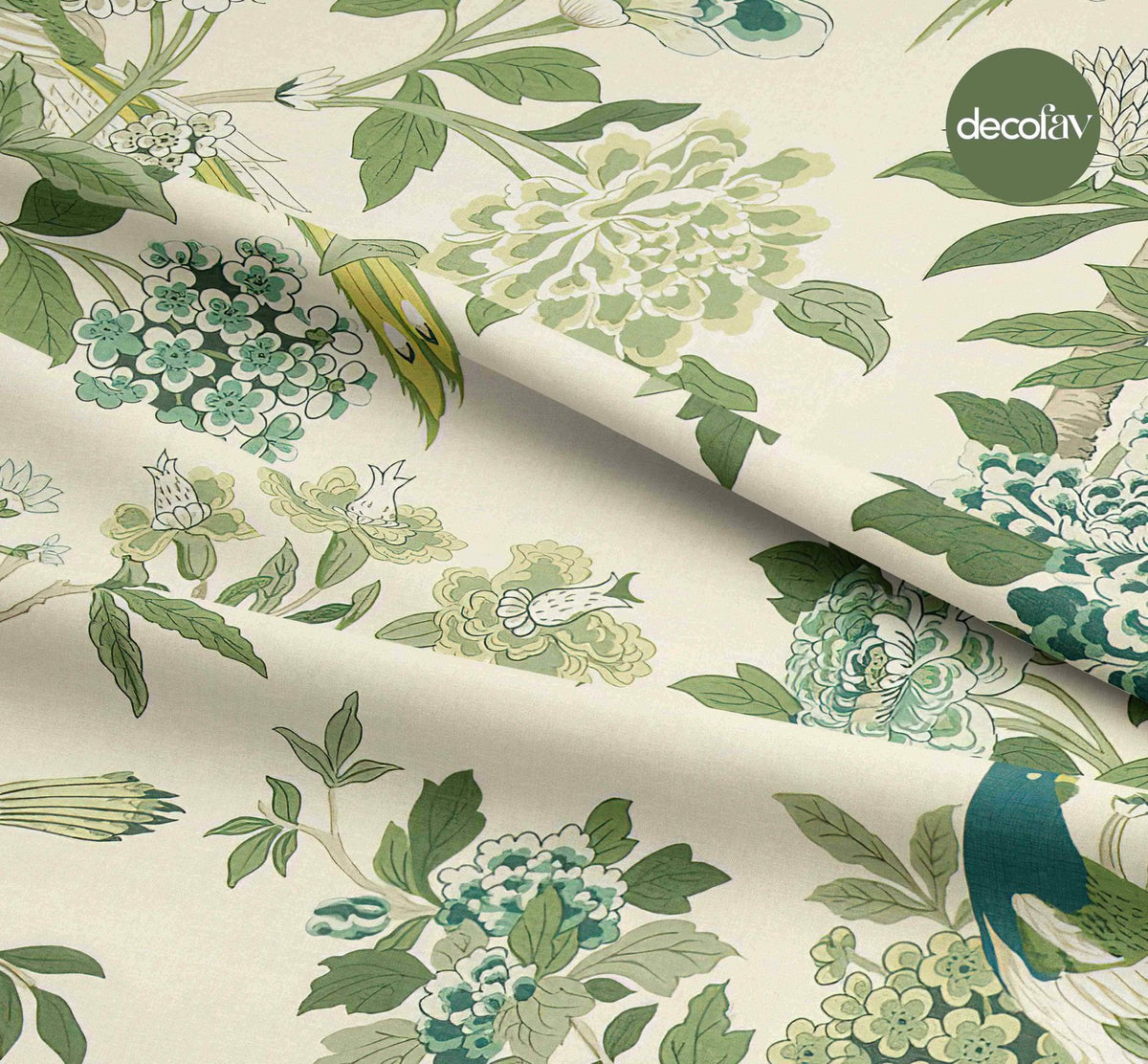 Peacock Flower Pattern Digital Printed Fabric