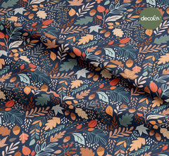 Autumn Leaf Acorn Pattern Digital Printed Fabric
