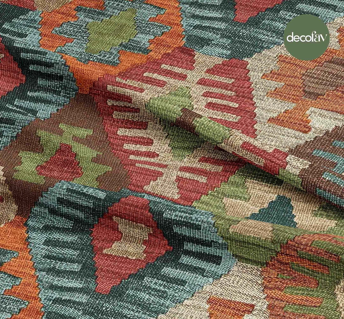 Kilim Etnik Geometrik Desenli Dijital Baskılı Kumaş