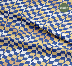 İkat Kenarlaro Oval Zigzag Desenli Dijital Baskılı Kumaş