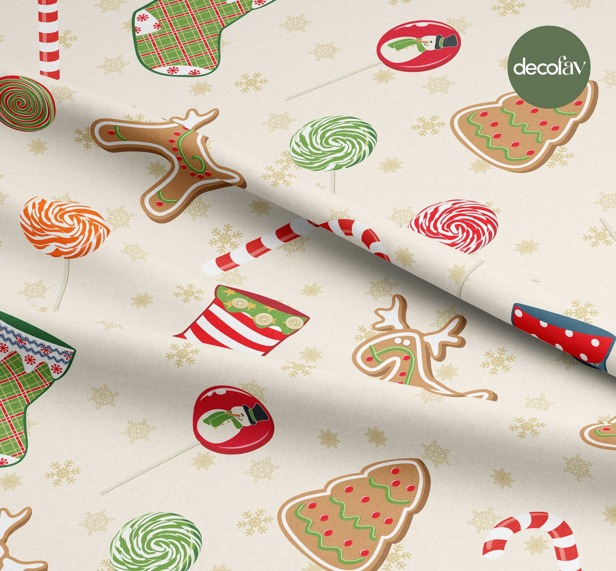 Sugar Cookie Socks Candy Cane Pattern Digital Printed Christmas Fabric